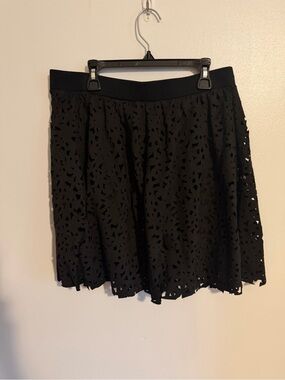 Express Black Laser Cut High Rise Skirt